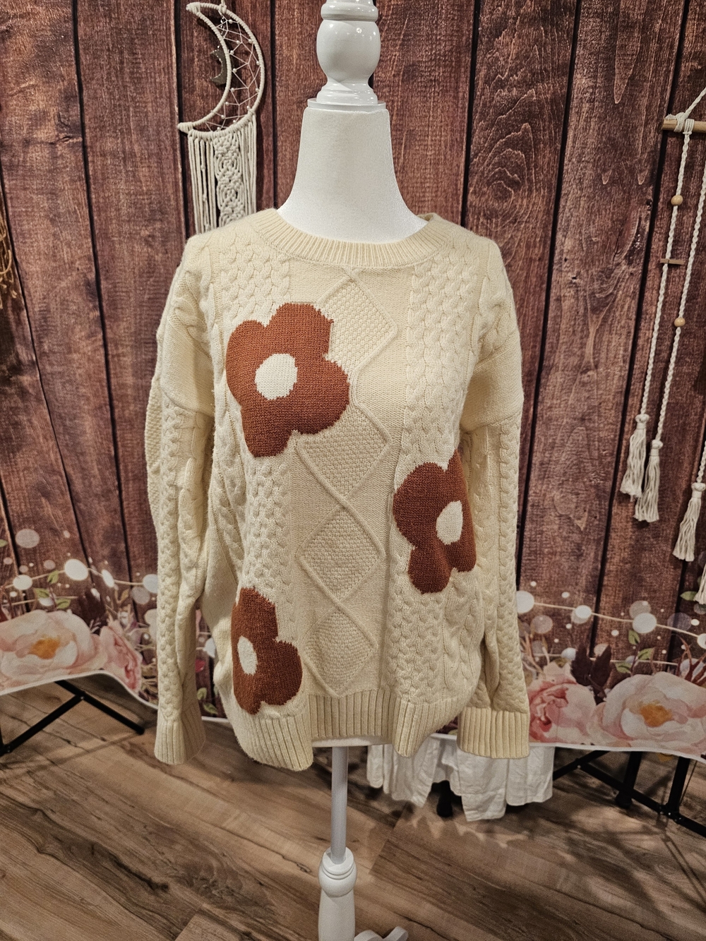 WISHLIST CABLE KNIT SWEATER SZ Lg - Picture 2 of 6